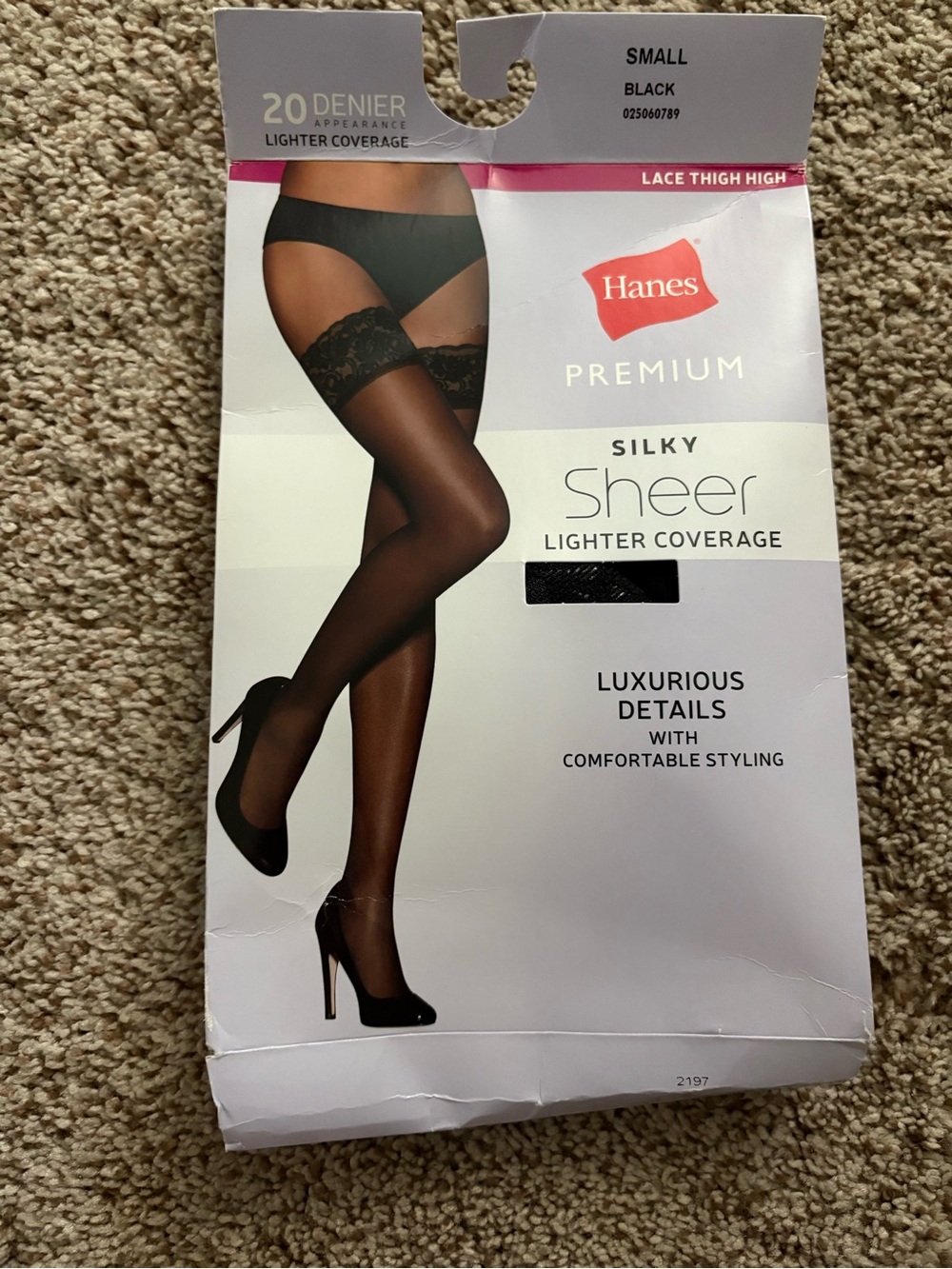 Hanes Premium Silky Sheer Lace Thigh Highs - Black
